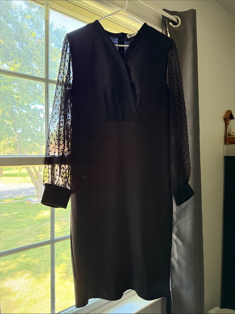 Elegant Black Sheer-Sleeve Dress